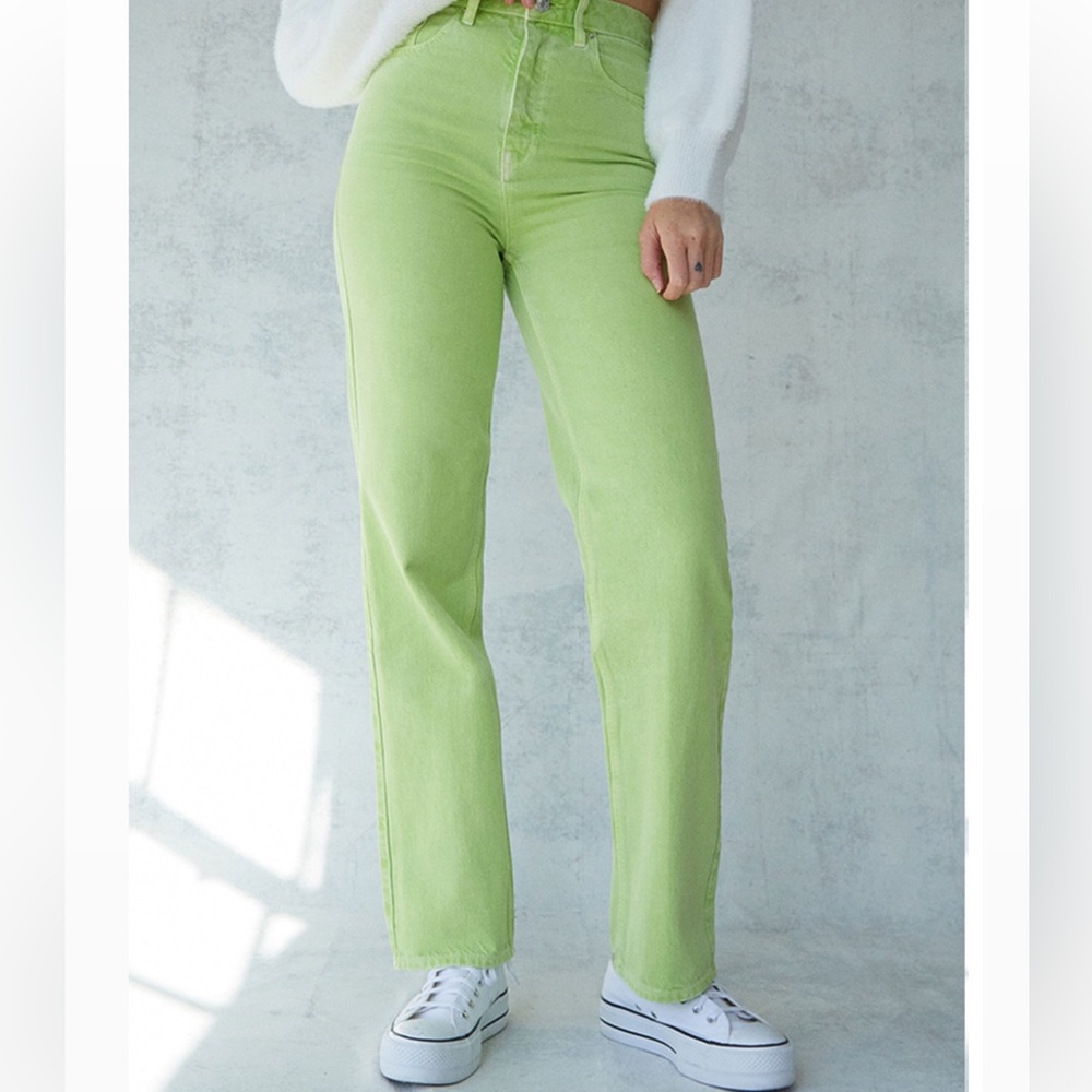 Lime Green Straight/Wide Leg Pants
